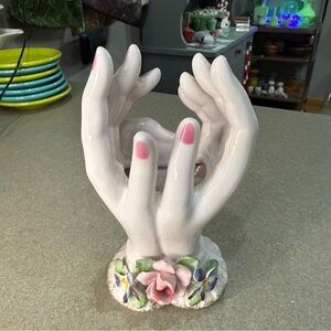 Ceramic Hands Vase with Floral Base